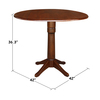 International Concepts Round Pedestal Table, 42 in W X 42 in L X 36.3 in H, Wood, Espresso K581-42DPT-27B-6B